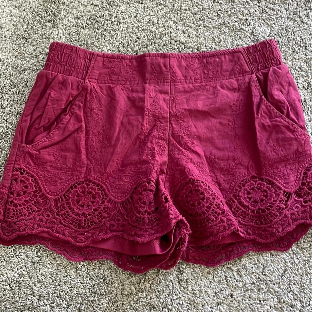 Red Linen Shorts - Picture 1 of 2